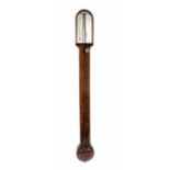 Mahogany stick barometer, the angled silvered scale signed Smith & Beck, 6 Coleman St, London,