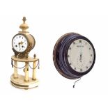 French ormolu and white marble drumhead mantel clock, the movement with outside countwheel
