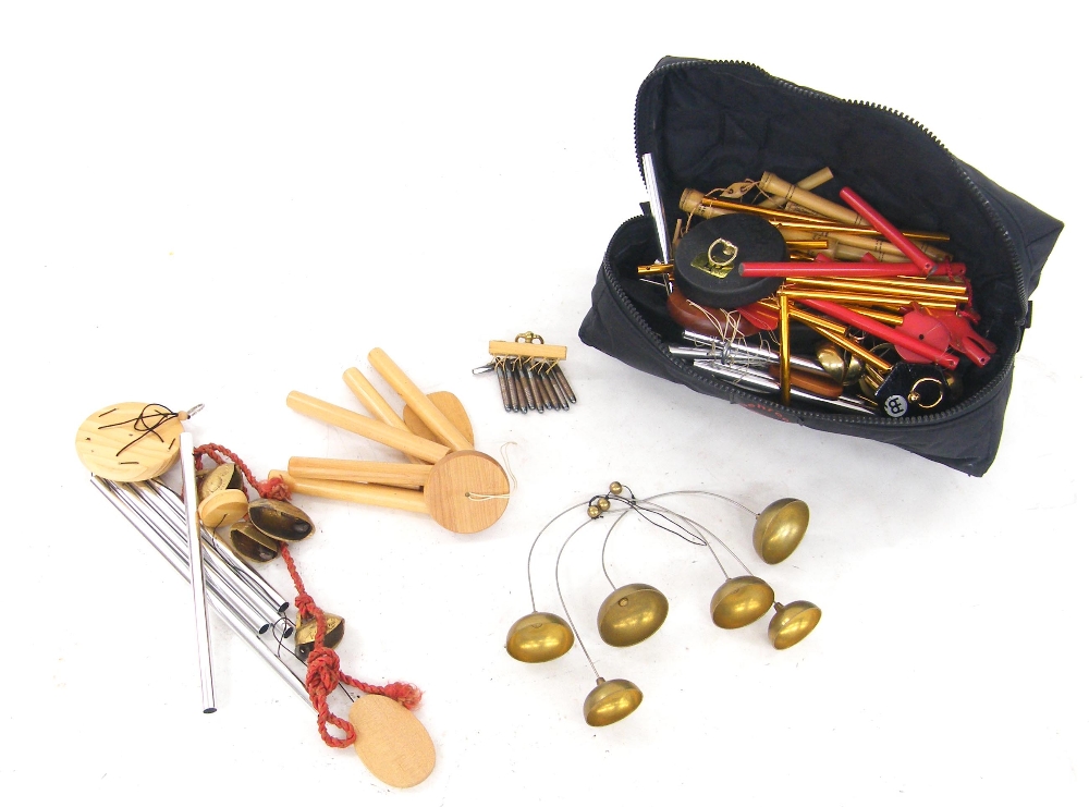 Bag containing a selection of various wind chime instruments, examples by Latin Percussion and