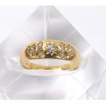 Edwardian 18ct nine stone old-cut diamond band ring, 6.5mm, 4.5gm, ring size S