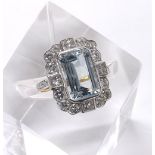 Impressive large aquamarine and diamond 18ct dress ring, the aquamarine 3.80ct approx, in a surround