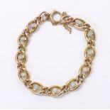 Antique 15ct bracelet set with eleven cabouchon opals, with safety chain, 12.6gm, 7" long approx