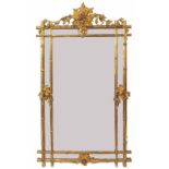 Good decorative 19th century giltwood and gesso overmantel mirror, the large rectangular plate