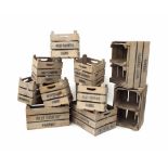 Decorative modern pine storage crates, four larger measuring 10" high, 19.5" wide, 13" deep, each