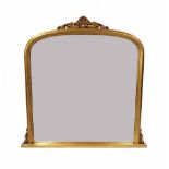 Victorian style gilt overmantel mirror with gesso foliate mouldings, 56" high, 56" wide