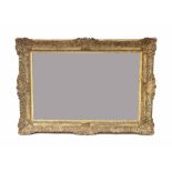 Victorian giltwood and gesso wall mirror inset with a later mirrored plate, 31.5" x 45.5"