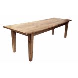 Good large French pine refectory table, 30" high, 105" long