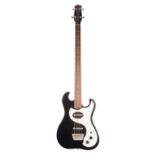 Danelectro '63 reissue longscale bass guitar, made in China, ser. no. 0xxxx0; Finish: black, minor