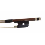 German double bass bow by and stamped Joh. Schneider, 140gm, hard case