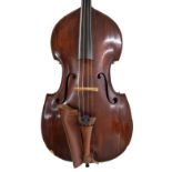 19th century Bohemian double bass, bow, soft case