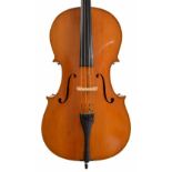 Contemporary Chinese three-quarter size violoncello, 27 1/8", 68.70cm, case