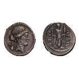 P. Clodius M.f. Turrinus. Denarius.