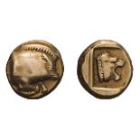 Lot of three electrum hektai of Mytilene & Phocaea. .