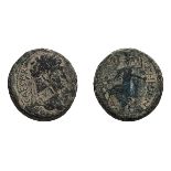 Domitian, Sebaste, Legionary Countermark. AE 23-24.