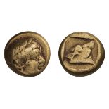 Lot of three electrum hektai of Mytilene. .