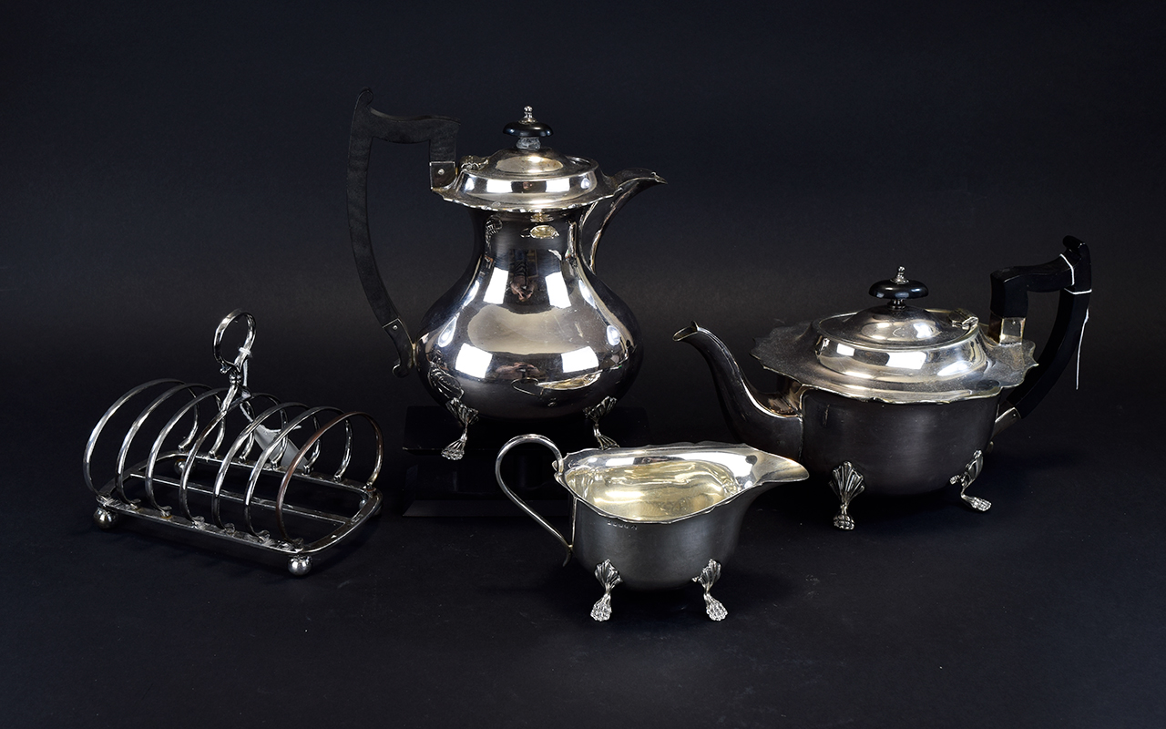 Three Piece Silver Plated Coffee Set com