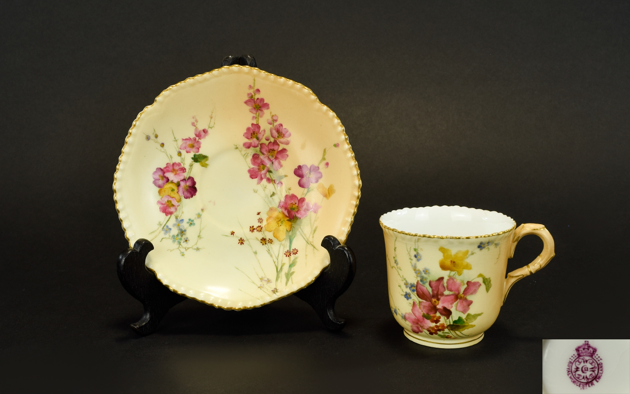 Royal Worcester Blush Ivory Cup and Sauc