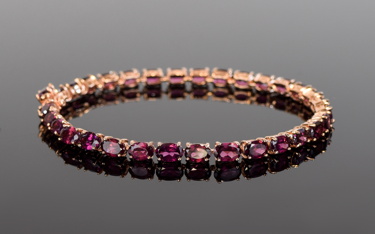 Rhodolite Garnet Tennis Bracelet, oval c