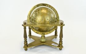 A Vintage Solid Brass Globe Decorative g