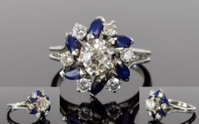 18ct White Gold Set Diamond and Sapphire