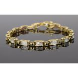14ct Gold Diamond Bracelet, Each Link Se