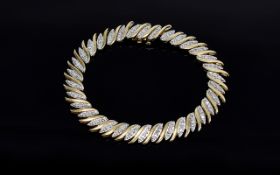 9ct Gold Diamond Bracelet Set With Round