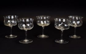 Set of Five Dimpled Sundae Glasses with