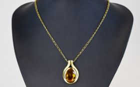 A Contemporary 9ct Gold - Golden Topaz S