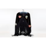 A Vintage Embroidered Velvet Shawl Small