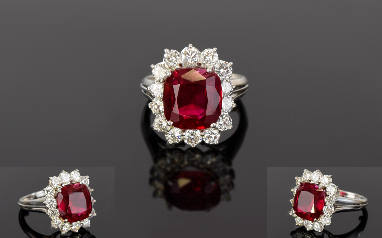 A White Gold Diamond And Synthetic Ruby