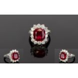 A White Gold Diamond And Synthetic Ruby