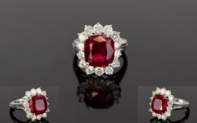 A White Gold Diamond And Synthetic Ruby