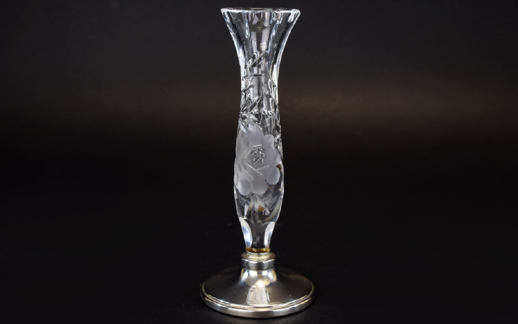 A Silver Based Cut Glass Specimen Vase.