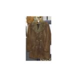 1970's Gents Double Breasted Shearling Jacket with faux horn buttons, revere collar in chestnut