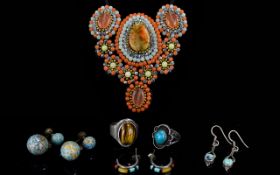 A Collection Of Costume Jewellery Six Items in total to include large and impressive hand beaded