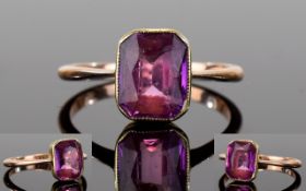 Antique 9ct Gold Set Single Stone Amethyst Dress Ring. Marked 9ct. Est Weight of Amethyst 1.50 cts.