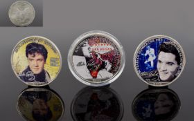 Elvis Presley One Ounce Fine Silver One Dollar ( Eagles ) Coins - Dated 2005 ( 3 ) In Total.