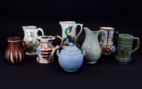 A Fine Collection of Mid to Late 19th Century Ceramic Jugs / Pitchers ( 8 ) Eight In Total.