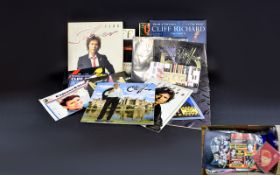 A Collection Of Cliff Richard Memorabilia comprising of a blue Wembley Stadium scarf from June 1989,