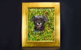 Original Work of a Dogs Head - Intricate Montage of Colour Abstract by R. Wooler.