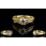 18ct Gold Set Single Stone Diamond Ring ' Gypsy ' Setting. Marked 18ct. Est Weight 30 pts.