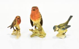 Goebel Bird Figures ( 3 ) Comprises 1/ Robin - Large. 5 Inches High. 2/ Robin - Small. 3.