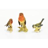 Goebel Bird Figures ( 3 ) Comprises 1/ Robin - Large. 5 Inches High. 2/ Robin - Small. 3.