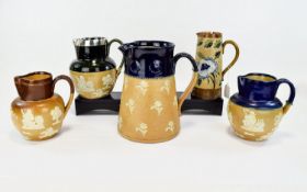Doulton Lambeth Collection of Late 19th / Early 20th Century Stone Ware Jugs ( 5 ) In Total.