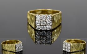 18ct Yellow Gold Nice Quality Diamond Set Cluster Ring.