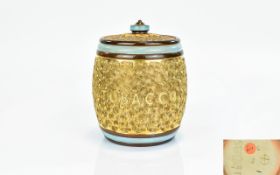 Royal Doulton Chine Ware Decorated Lidded Tobacco Jar. Marked Tobacco to the Side.