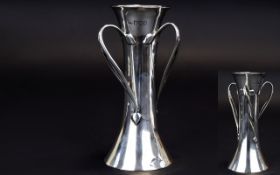 Art Nouveau Triple Silver Handle Vase of Excellent Form.