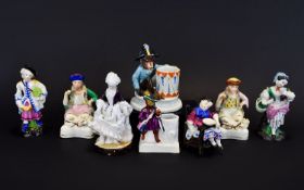 A Mid 19th Century Collection of Various and Assorted Hand Painted Figures ( Small ) Eight In Total.