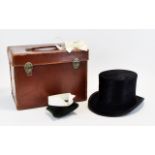 Gents Top Hat In Brown Leather Fitted Case,