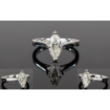 A Nice Quality 18ct White Gold Set Single Stone Marquise Cut Diamond Ring. Est Diamond Weight 1.